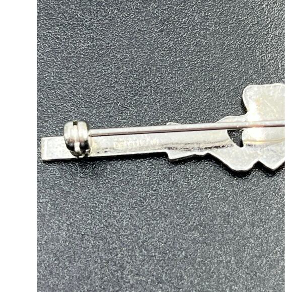 Sterling Silver Vintage AU Maker Irish Heart Hand Crown Claddagh Bar Brooch - Picture 5 of 7